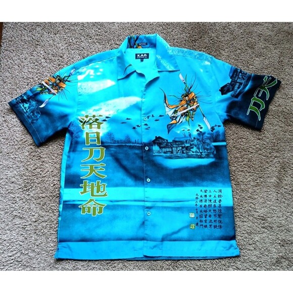 K.A.D. Other - Japanese Anime Shirt Mens Large Button Blue Short Sleeve